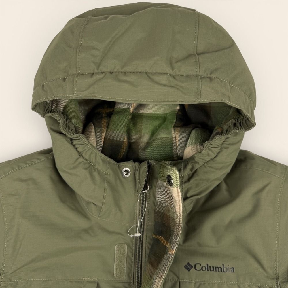 COLUMBIA Hooded Parka Jacket Youth XS 6/7 Green Plaid Lining Winter Coat NEW - Picture 5 of 12